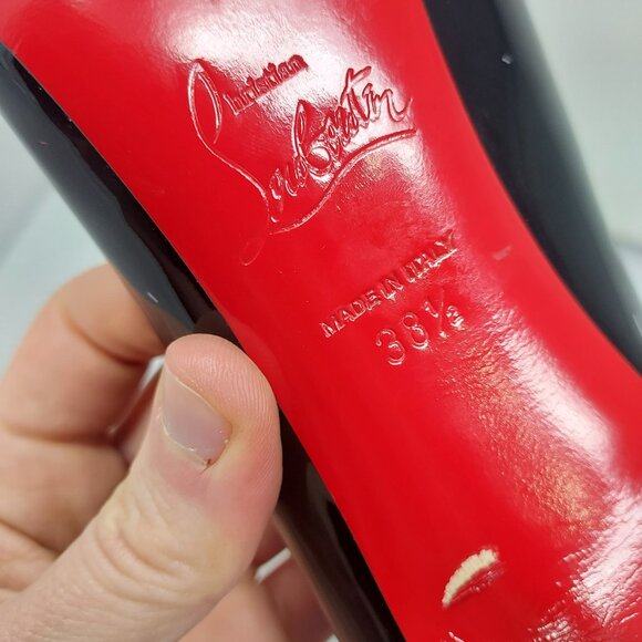 Christian Louboutin Black Hot Chick Scallop Patent Leather Pump Shoe - Picture 4 of 11